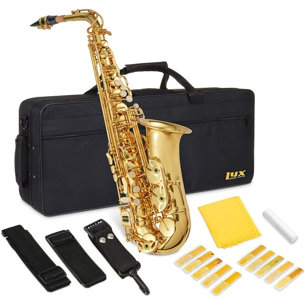 LyxJam Saxophone Alto Mi Plat Laiton Sax Kit Débutant, Embouchure