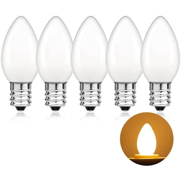 C7 LED Bulb,E12 Candelabra Base Replacement Night Light bulbs Warm White 2700K 0.5W Equivalent 5W Incandescent Milky Low Watt Led Light Bulbs for Wall lamp Chandeliers,Electric Window Candles