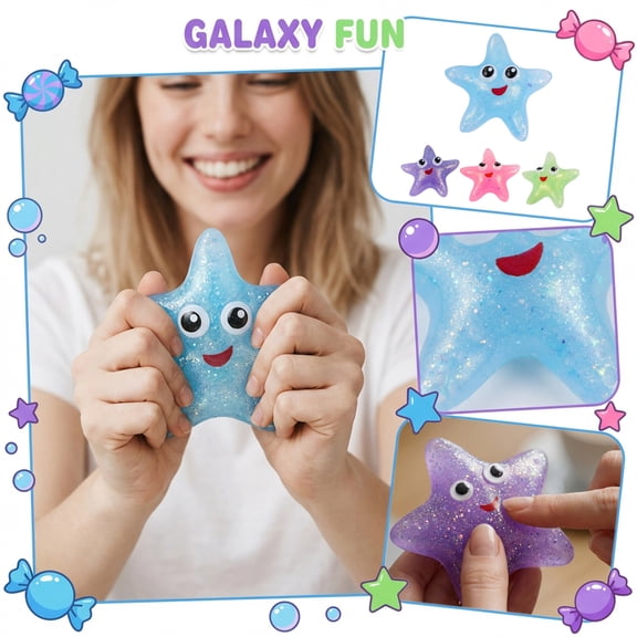 2026 Edition Galaxy Star Squeeze Mega-Pack, High-Quality Silicone Stress Toys - Vibrant Sensory Fidget, Hand-Pinching Sensory Toys, Soft Squeeze Decompression Dough for Adults