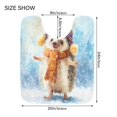 thumbnail image 2 of U-Shaped Toilet Mat Plush Bathroom Rug Mat Non Slip Bathroom Mats Cute Hedgehog in Hat, 2 of 5