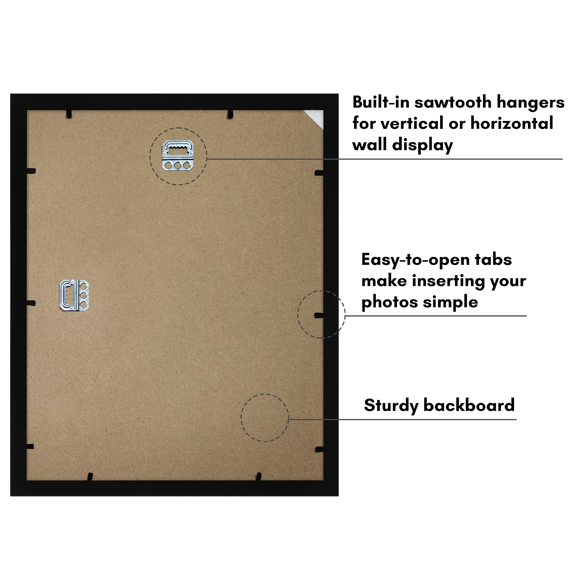 Americanflat 11x14 Picture Framewith Wavy Mat Shatter-Resistant Glass elevate cherished photos - Black