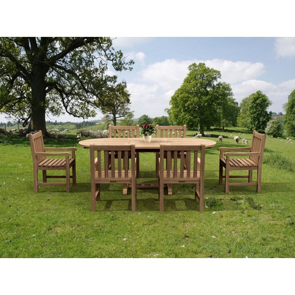 Anderson Teak Dining Set Grade-A Natural Teak Hyde Park 7-Piece Dining Table Set
