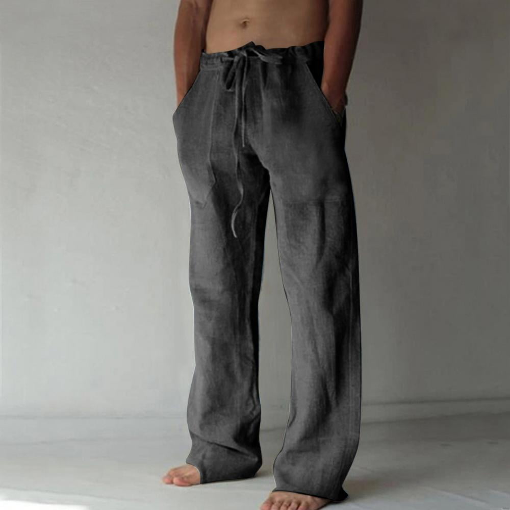 Homadles Mens Lounge Pants- with Pockets Cotton linen Casual Realxed ...