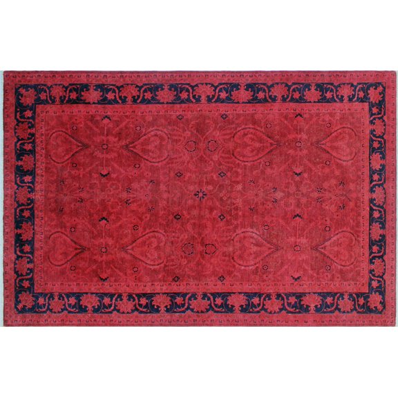 Overdyed Cumhur Pink/Blue Rug, 6'0" x 9'5"