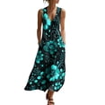 thumbnail image 2 of Smsaxvxz Women's Summer Dresses Fashion Floral Printed V Neck Sleeveless Casual Comfortable Beach Vacation Maxi Sundress A-1 XL, 2 of 8