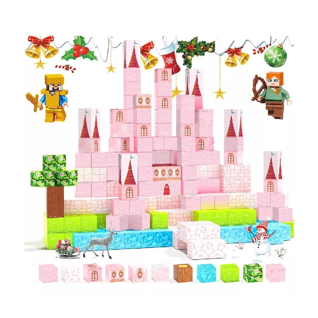 Set De Construcción Magnético Castillo De Princesa Niño 64pc ROSA
