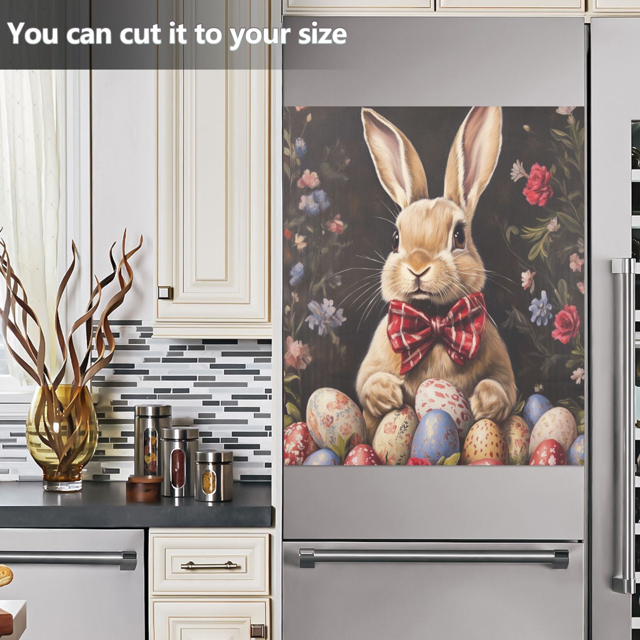 Dishwasher Magnetic Sticker 23x26 Inch Refrigerator Magnetic Sticker Washing Machine Magnetic Sticker Kitchen Panel Magnetic Sticker Home Decor Easter Brown Rabbit