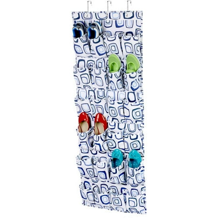 Honey Can Do SFT-01561 24-Pocket Over-The-Door Shoe Organizer - Blue And White