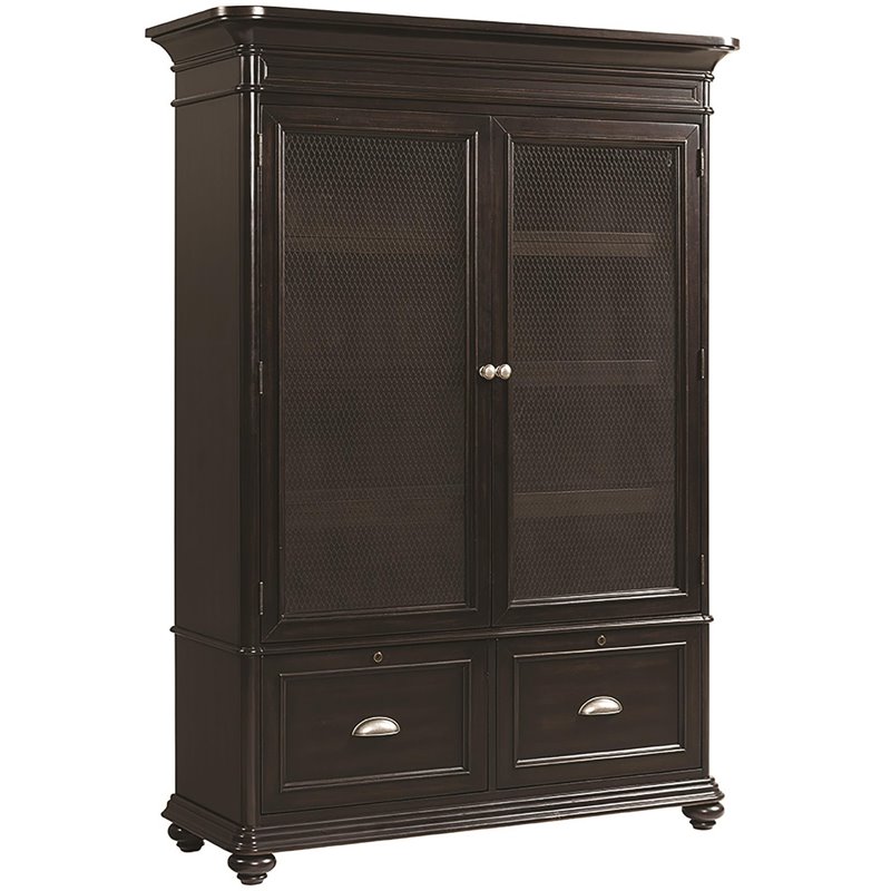 Riverside Furniture Clinton Hill Glass Door Bookcase in Kohl Black