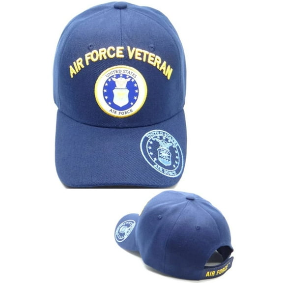 US Air Force Veteran Emblem Brim Blue Baseball Hat Cap