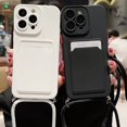 thumbnail image 2 of Crossbody Lanyard Solid Color Card Bag Case For iphone 15 14 13 12 Mini 11 Pro Max Plus XS X XR Shockproof Silicone Back Cover Pink For iphone XS Max, 2 of 6