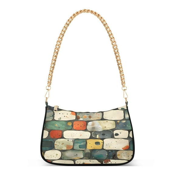 Ryvnso Stone Pattern Womens Chain Shoulder Bag Tote Handbags Clutch Hobo Purse with Zipper for Travel