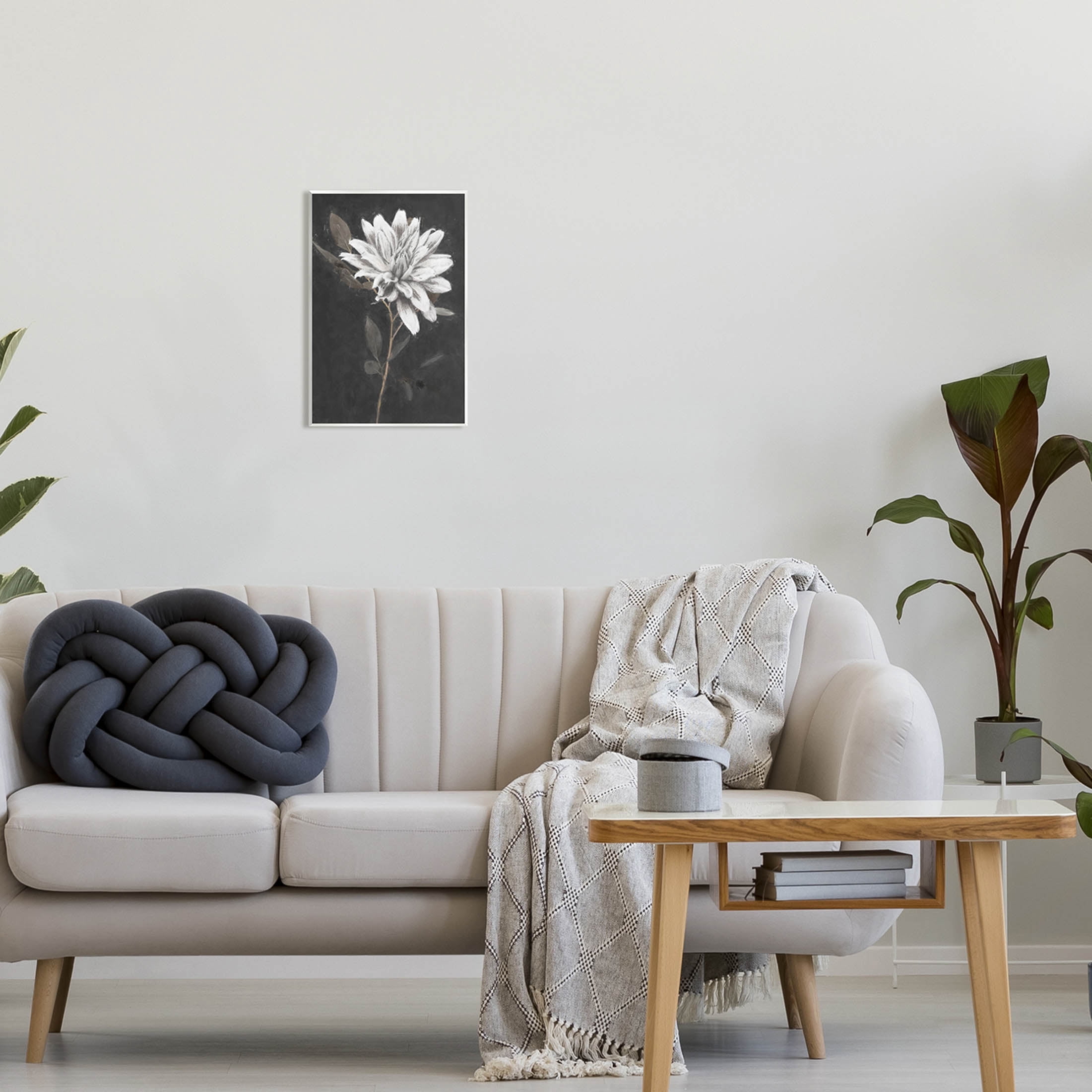 Stupell Industries Blooming Dahlia Flower Black Background Painting Unframed Art Print Wall Art, Design by Nina Blue