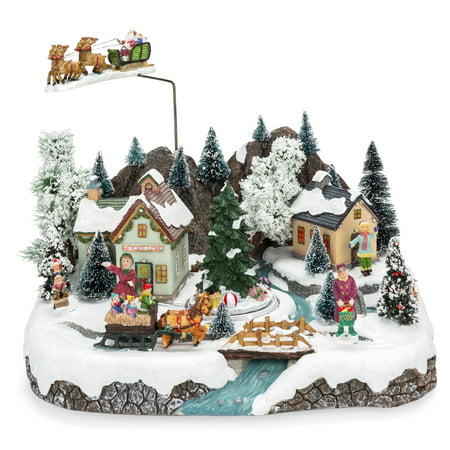 Best Choice Products Animated Musical Pre-Lit Tabletop Christmas Village w/ Rotating Tree, Santa's Sleigh and (Best Village In Minecraft)