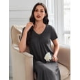 thumbnail image 4 of Oudiya 3 Pack Long Nightgowns for Women House Dress Short Sleeve Plus Size V Neck Nightshirt, M-5XL, 4 of 7