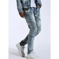 thumbnail image 3 of Crysp Denim Men's Skywalker Moto Distressed Rips Skinny Fit Stretch Denim Jeans (42, Light Blue), 3 of 6