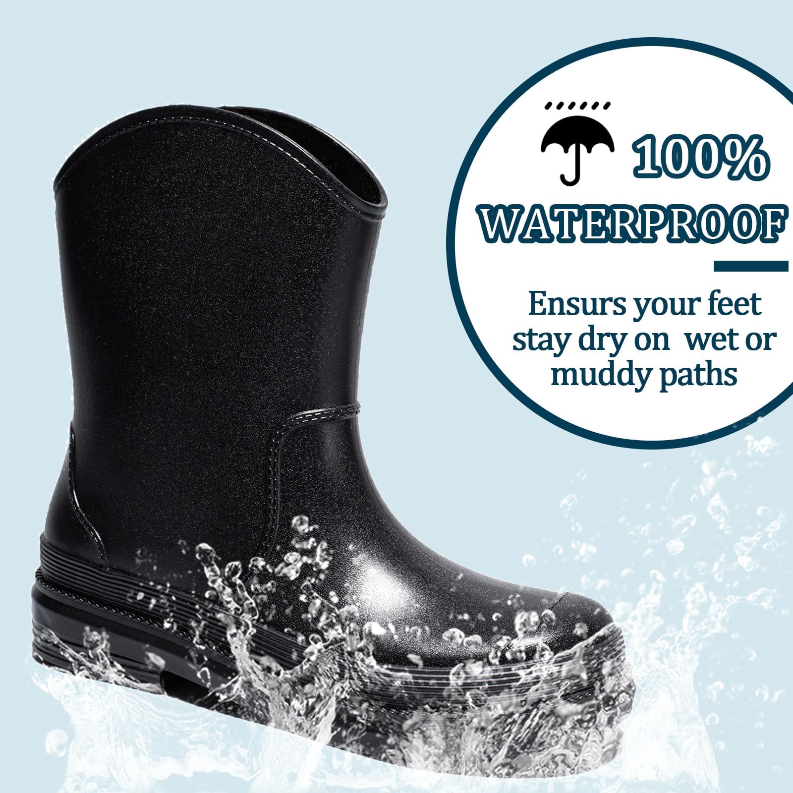 AUXDIQ Rain Shoes Women Mid-calf Boots Waterproof Rain Boots Outdoor Garden Shoes