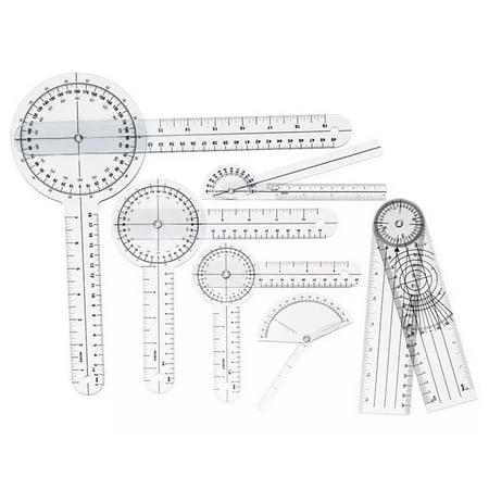 

6PCS Medical Goniometer Set PVC Transparent Clear Scale Wear Resistant Angle Ruler for Orthopedics