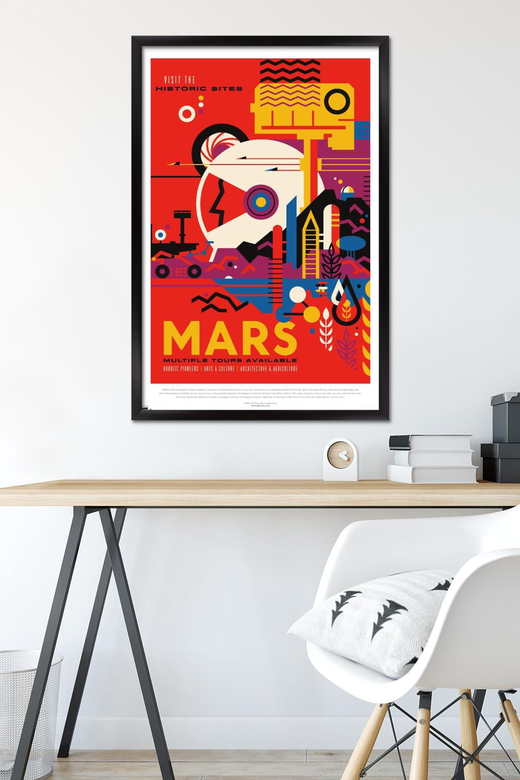 NASA - Mars Travel Poster Wall Poster, 22.375" x 34" Framed