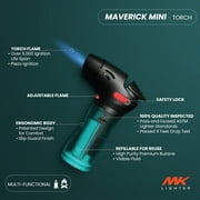 MK Refillable Mini Butane Torch Lighter with Adjustable Flame, Safety Lock, 1 Pack, Assorted Colors
