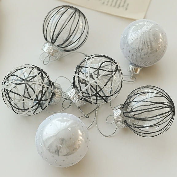 6PCS Christmas Tree Ornaments, Clear Glass Baubles with Gold Mesh & Star Designs, Elegant Holiday Hanging Decorations, Festive Tree & Wedding Decor