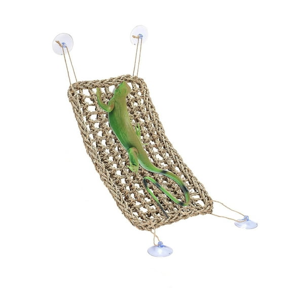 Lsupdaol 1 Pieces Bearded Dragon Hammock Lizard Reptile Climbing Lounger Seagrass Fiber Habitat Tank Accessories Jungle Toys for Hermit Crab Gecko Snake Iguana Amphibian