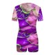 thumbnail image 2 of Camisetas de Mujer Casual Impreso Cuello Redondo de Manga Corta con Pantalones Cortos Elástico de la Cintura, Nylon para Diario Y Todas las Estaciones, 2 of 4