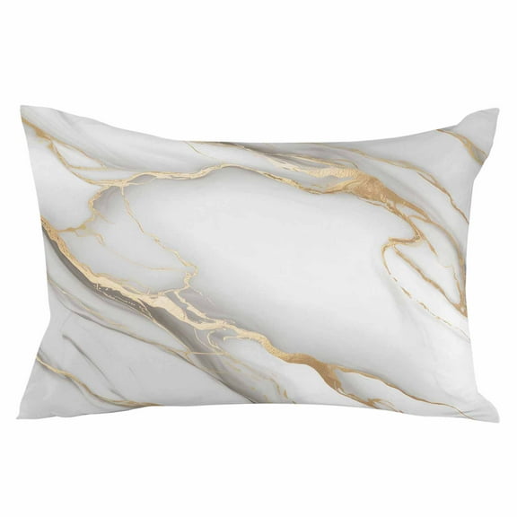 White Golden Marble Throw Pillow Cover 20 x 36 Inch Decorative Pillow Cover Modern Abstract Art Marble Flow Lumbar Pillowcase Seasonal Rectangle Cushion Case for Couch Sofa Bed Living Room