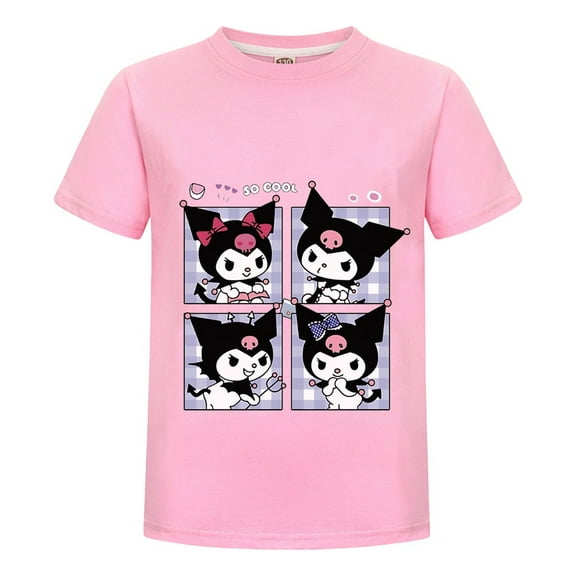 Kids Cartoon T-Shirt - Cute Kuromi Print Short Sleeve Tee for Girls & Boys - Soft Cotton Casual Summer Top