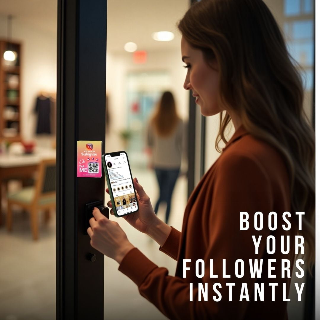 Boost Followers with Reusable QR & NFC Tap Sticker - Easy Follow Tap Sticker for Your Business, Store & Shop Followers Quickly - (3 Stickers)