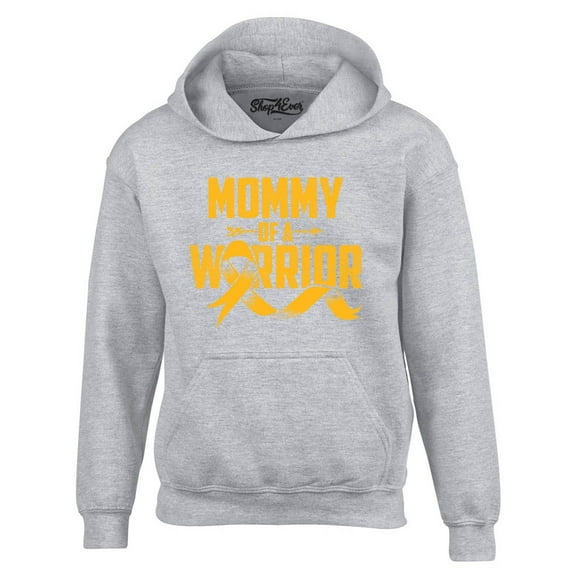 Shop4Ever Men's Mommy of a Warrior Hooded Sweatshirt Hoodie X-Large Sports Grey