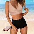 thumbnail image 2 of Womens Bikini Sets Women's Strappy Tankini Two Piece Swimsuit with Tank Top and Bottom Swimwear Everyday Beachwear Solid Color Spaghetti Strap Sleeveless Khaki M, 2 of 7
