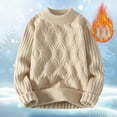 thumbnail image 3 of VUPSGEZ Womens Knit Sweater Solid Vintage Pullover Sweater Woven Crewneck Knitted Tops Stripe Cable Knit Long Sleeve Fall Winter (Khaki,XXL), 3 of 8