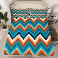 thumbnail image 2 of Homewish Teal Western Aztec Full Size Sheets for Women, Vintage Rustic Farmhouse Bed Sheets, Triangle Abstract Sheet Sets, Luxury Bedroom Decor, 4-Piece, 2 of 7