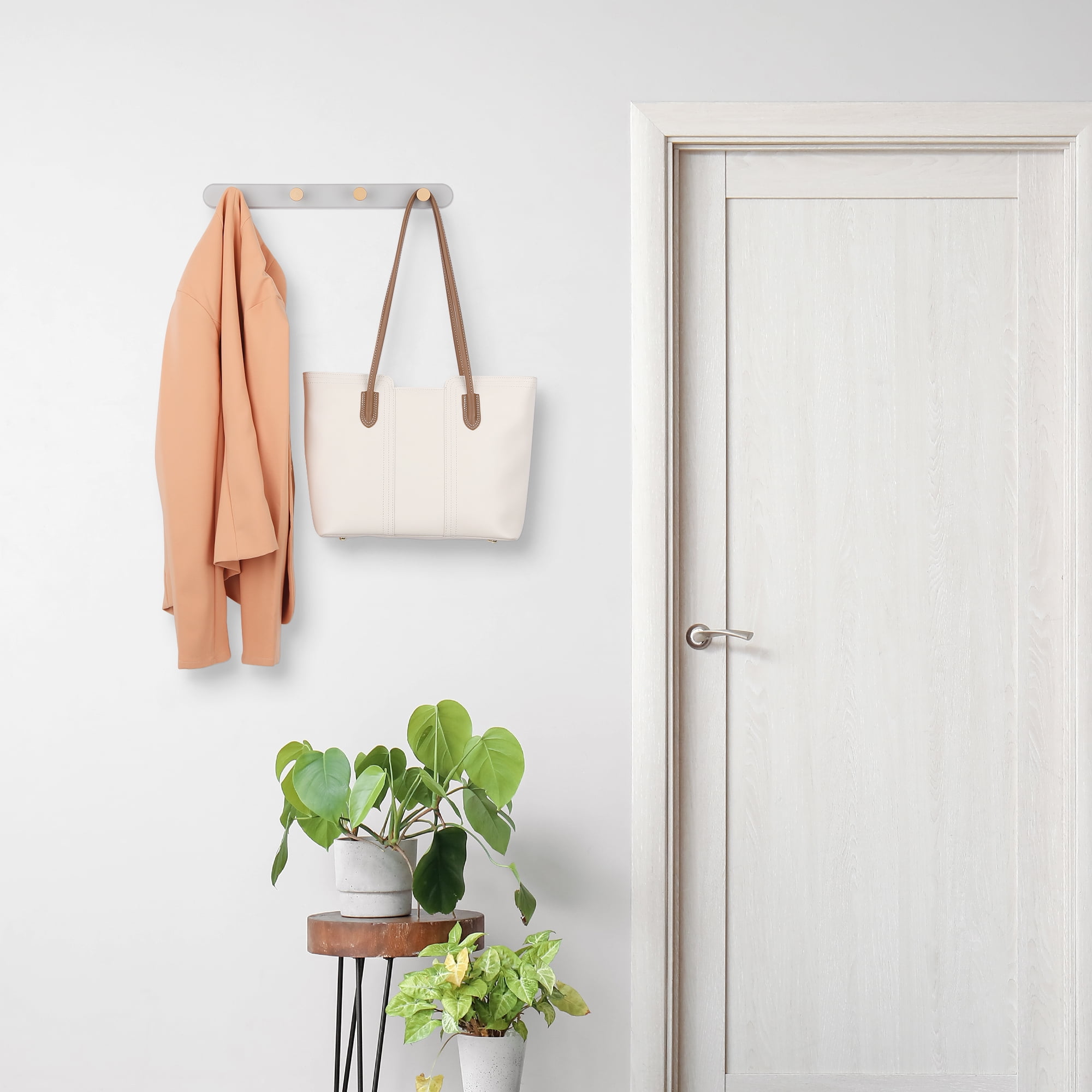 Unique Bargains Coat Rack Wall Mount Coat Hook for Hanging with 4 Hooks Hat Rack Gray