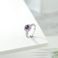 thumbnail image 4 of Gem Stone King 1.32 Cttw 5MM Round Purple Amethyst and White Moissanite Ring for Women | 925 Sterling Silver | Gemstone Birthstone (Size 9), 4 of 5