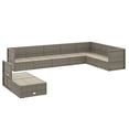 thumbnail image 2 of vidaXL 9 Piece Garden Lounge Set with Cushions Grey Poly Rattan, 2 of 5