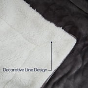 JML Warm Reversible Sherpa Fleece Throw Blanket, Gray, Standard Throw