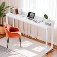thumbnail image 4 of Mobile Overbed Table Queen Size, Heavy-Duty Bed Desk with Lockable 360° Wheels, Wide Wood Tabletop & Heightened Baffle, Ideal for Home & Hospital Nursing Use, 4 of 12