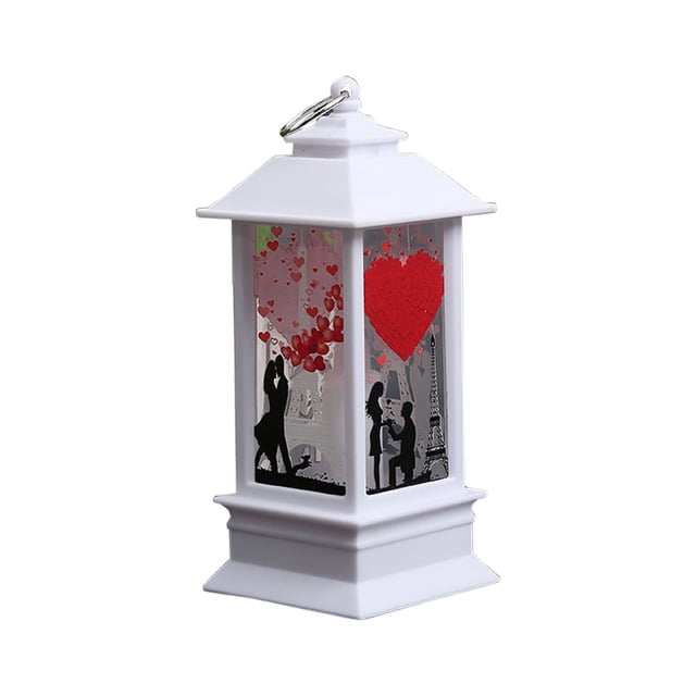 Fasiaou Cadeaux de la Saint-Valentin, Lanterne Musicale Lumineuse avec Boules de Neige et Roses Rouges et Roses en Forme de Cœur, Décorations de Mariage et de la Saint-Valentin, Blanc