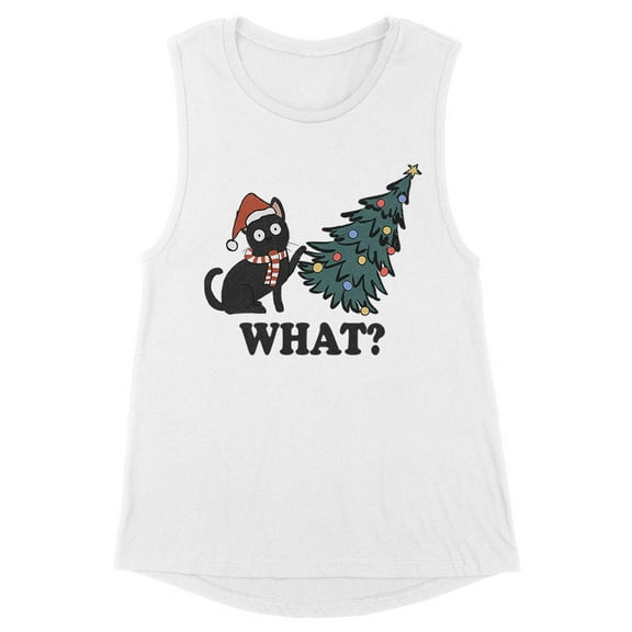 What Christmas Cat Women's Muscle Tank Large White