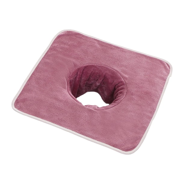 Toalla para mesa de masaje, toalla para acostarse, reutilizable, lavable, con protector de orificio facial Rosa
