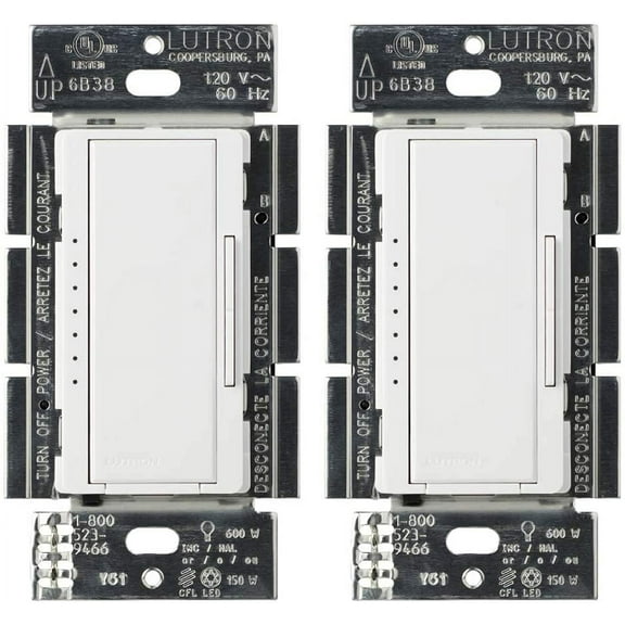 Lutron MACL-153M-WH-2 White Maestro C.L Dimmer Switch (2 Pack) | for Dimmable LED, Halogen & Incandescent Bulbs, Single-Pole or Multi-Location | MACL-153M-WH, 2 Count