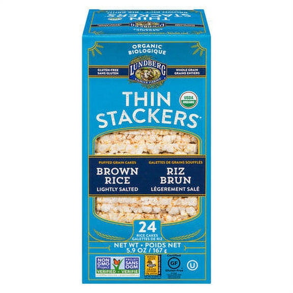 Lundberg Original Brown Rice Thin Stackers, (24ct) 167g/5.8 oz