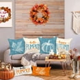 thumbnail image 5 of Teal 18x18 Throw Fall Pillow Covers Set of 4, Maple Leaf Pumpkin Decorative Holiday 18 x 18 Autumn Cushion Covers Thanksgiving Pillow Case for Indoor Home Bedroom Couch Sofa Decor, 5 of 6