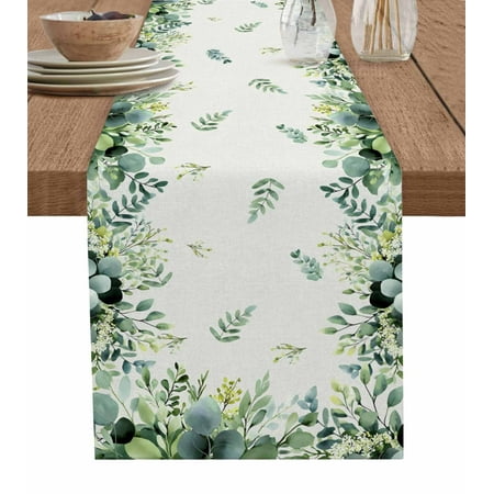 

Eucalyptus Table Runner Farmhouse Flower Plant Sage Green Country Tablerunners 13 x 70 Inch Table Decorations Tabletop Scarf for Summer Gathering Holiday Farmhouse Kitchen Dining Decor