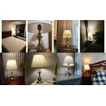 thumbnail image 3 of FSLiving Bedside Table Lamp with Beige Cloth Shade UL Button Switch Cord Slip UNO Fitter E26 Aeneous Iron Base Nightstand Desk Lamp Table Light Bulbs Not Included, 3 of 7