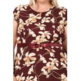 thumbnail image 5 of Women's Plus Size Floral Flared A Line Swing Dresses Short Sleeve with Belted, 5 of 5