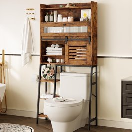 Furnideco Over The Toilet Storage Cabinet - 32.3" Wide Farmhouse Style With Barn Doors