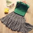 thumbnail image 3 of Child Kids Girls Summer Sleeveless Vest Tops T-shirt+Print Skirts Suits Clothes, 3 of 9